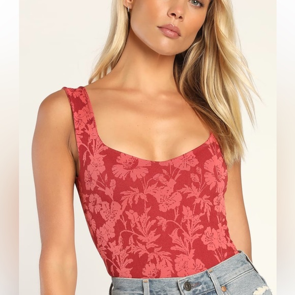 Free People Tops - Free People Intimately Pink Burgundy Stretch Bodysuit M/L NWT